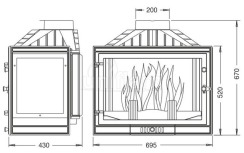 Камінна топка Uniflam 700 Standard з шибером тристороння (ref. 601-714). Фото 2