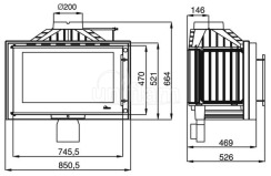Камінна топка Uniflam 850 Prestige з шибером (ref. 607-844). Фото 7