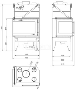 Камінна топка Uniflam 760 DURO ліве скло (ref. 837-017). Фото 3