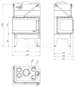 Камінна топка Uniflam 860 DURO ліве скло (ref. 837-026). Фото 3