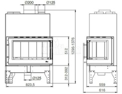 Камінна топка Uniflam 860 EVO LBS роздільне скло (ref. 260-183). Фото 9