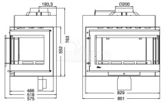 Камінна топка Uniflam 850 Prestige PBS роздільне скло (ref. 607-842). Фото 8